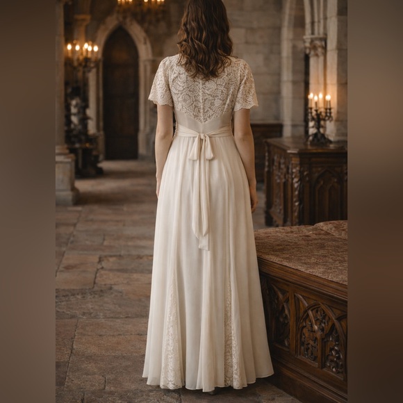 Karen Alexander Vintage Lace Maxi Dress Ivory Size 8 - Picture 3 of 15